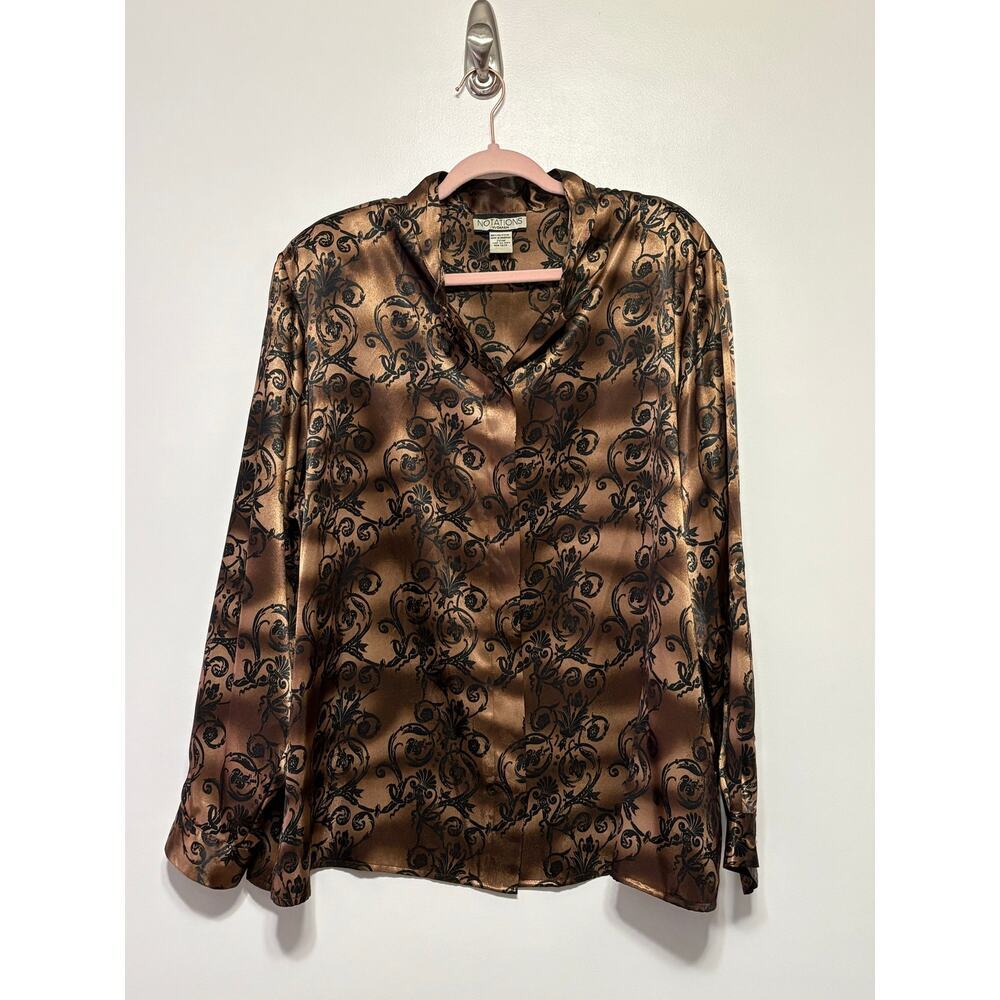 NOTATIONS WOMAN VINTAGE BUTTON FRONT SATIN BLOUSE 20W